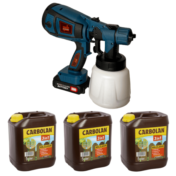 Apollo Gun + Carbolan® 3in1 Set – Sprühpistole inkl. Holzlasur